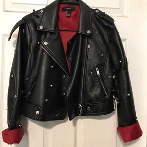 Black studded with red lining jacket